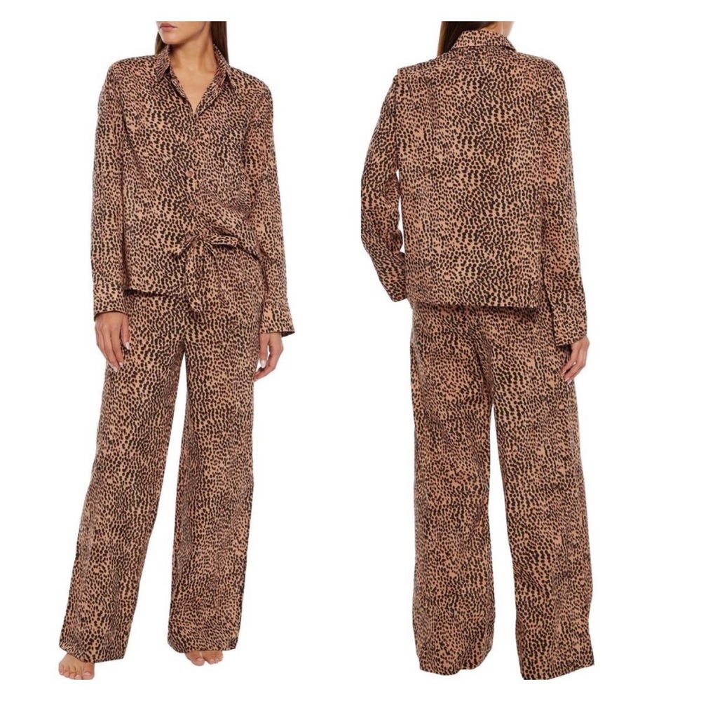 New! ULLA JOHNSON Ivy Cheetah Animal Print PJ Set - Picture 2 of 16